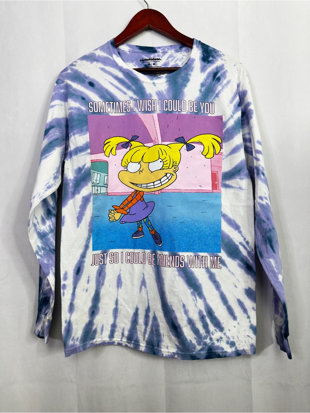 Nickelodeon Rugrats Angelica Pickles Tie Dye Long Sleeve Graphic Medium Purple